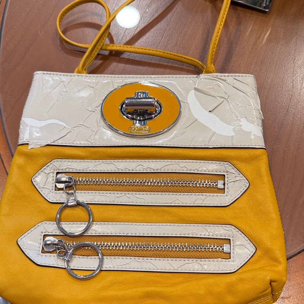 Coach Yellow and Cream Mini Bag